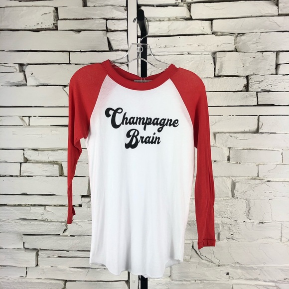 Wildfox Champagne Brain 3/4 Sleeve T-Shirt 360 - Picture 3 of 8